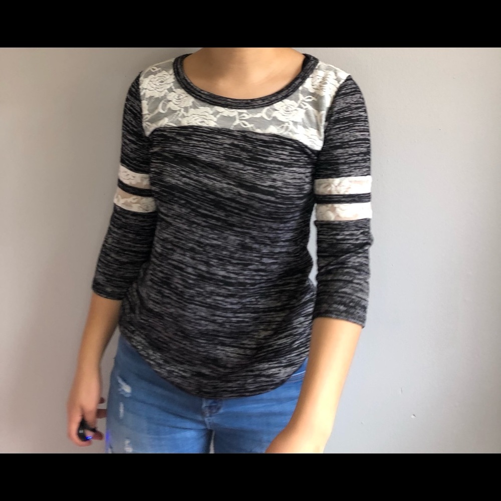 black and white elbow shirt